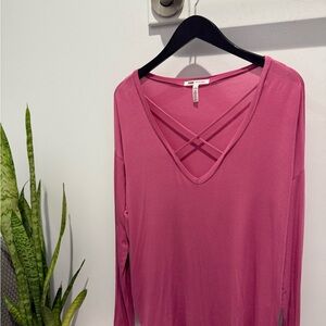 PINK Victoria's Secret Long Sleeve Cut Out Blouse in Pink